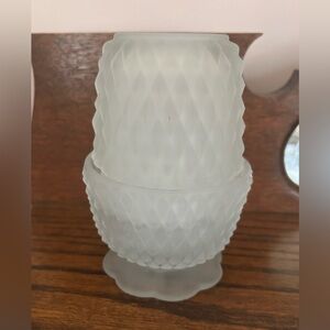 Vtg Frosted White Diamond-Pattern Fairy Light Lamp